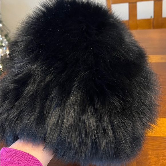 Elegant Black Fur Hat, black fox, fits medium size hat, new, made in Romania